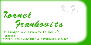 kornel frankovits business card
